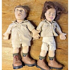 Vintage Steve and Terri Irwin Doll Crocodile Hunter Set Lot of 2 Cricky 16"